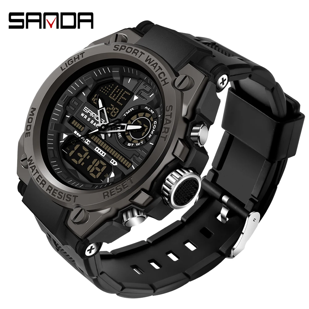 

SANDA Military Digital Men Quartz Wristwatch Waterproof Sports Watch New Fashion Causal Big Dial Luxury Clock relogio masculine