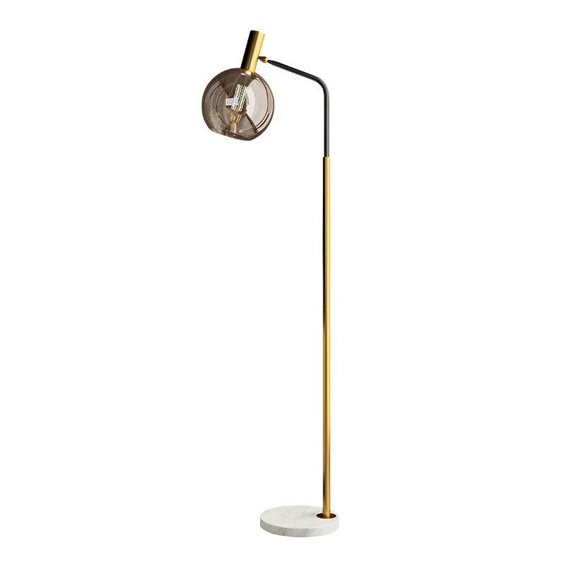 

New Design Modern Floor Lamps Nordic Clear Glass Shade Standing Lamp Gold White Black Color Foyer Hotel Art Decoration Lighting