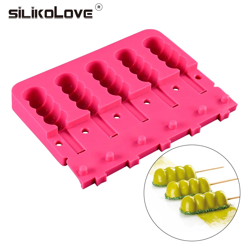 Силиконовая форма для мороженого с 5 отверстиями палочками поднос льда