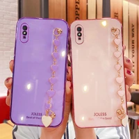 wrist chain love heart phone case for xiaomi redmi 9a luxury camera protective cover for redmi9a redmi 9a redmi9t case purple
