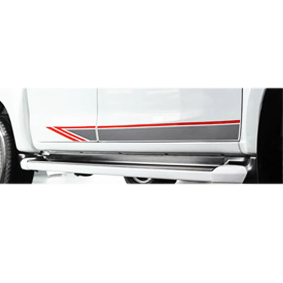 matte silver and red Автомобильные экстерьер 2 предмета гоночных Боковая дверь два цвета полосы графических виниловые наклейки автомобиля для isuzu dmax 2012 - Название цвета: matte silver and red