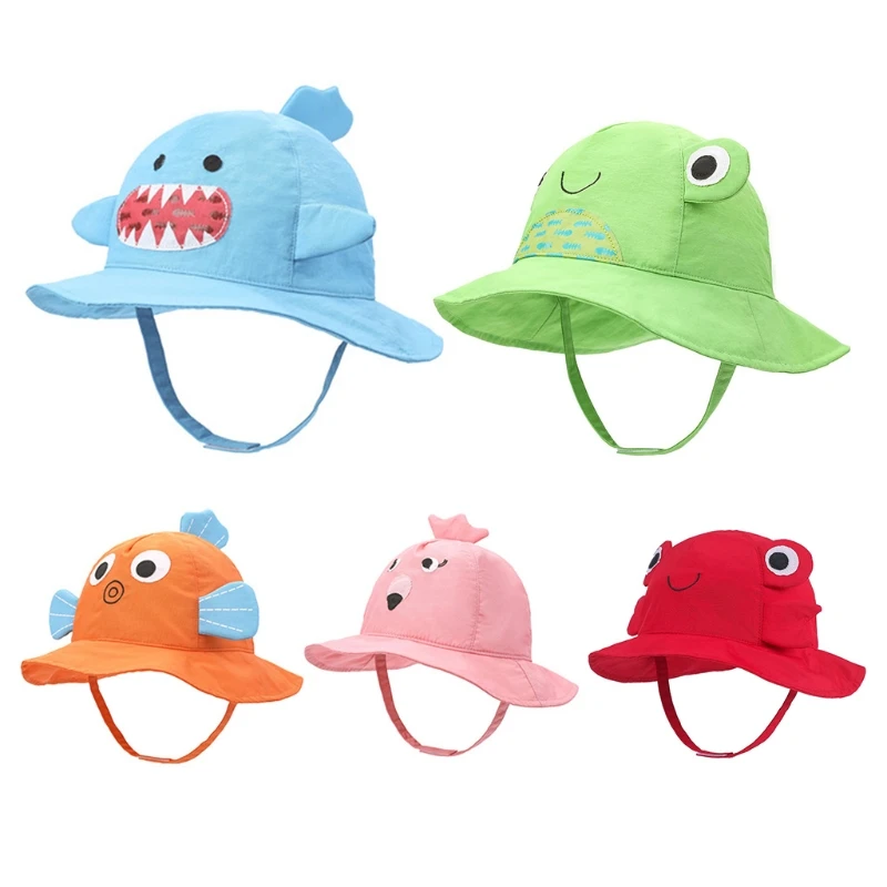 

Toddler Kids Boys Girls Summer Wide Brim Sun Hat Cute Cartoon Animal Breathable UV Protection Beach Fishing Bucket Cap