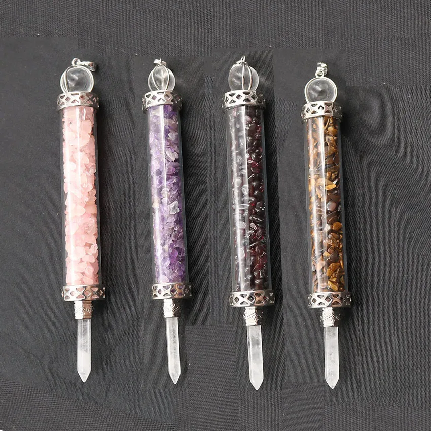 YJXP чипы камни бутылка скипетр Подвески духовный баланс прозрачный кристалл