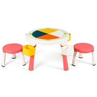 5 in 1 kids activity table chair set folding building block table wstorage pinkgreen ty580329