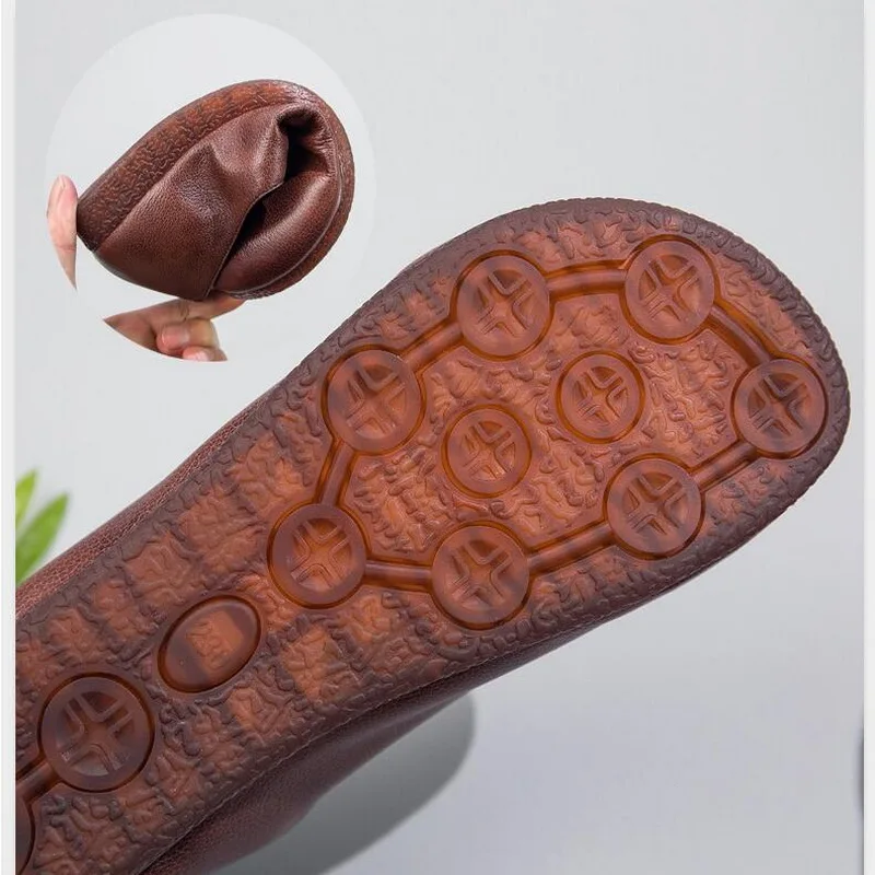 Shoes Woman Genuine Leather Ladies Flat Shoes Round Toe Slip On Ballerina Shoes Autumn New Handmade Shoes Women Flats