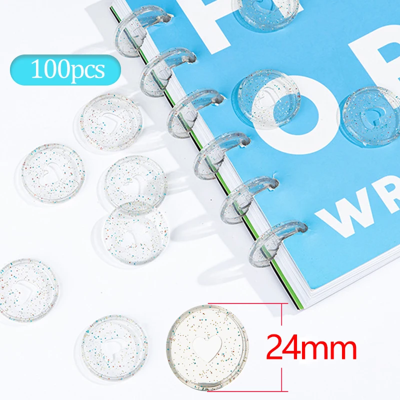 100pcs 24mm Mushroom Hole Binding Discs Notebook Rings Binder Plastic Heart DIY Scrapbook Office Supplies |