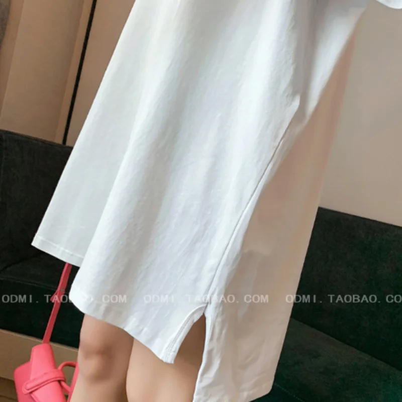 #2311 Summer Printed Mini Dresses Loose Cotton Tshirts Ladies Cartoon Printing Short Sleeve O-neck Dress Female Korean | Женская одежда