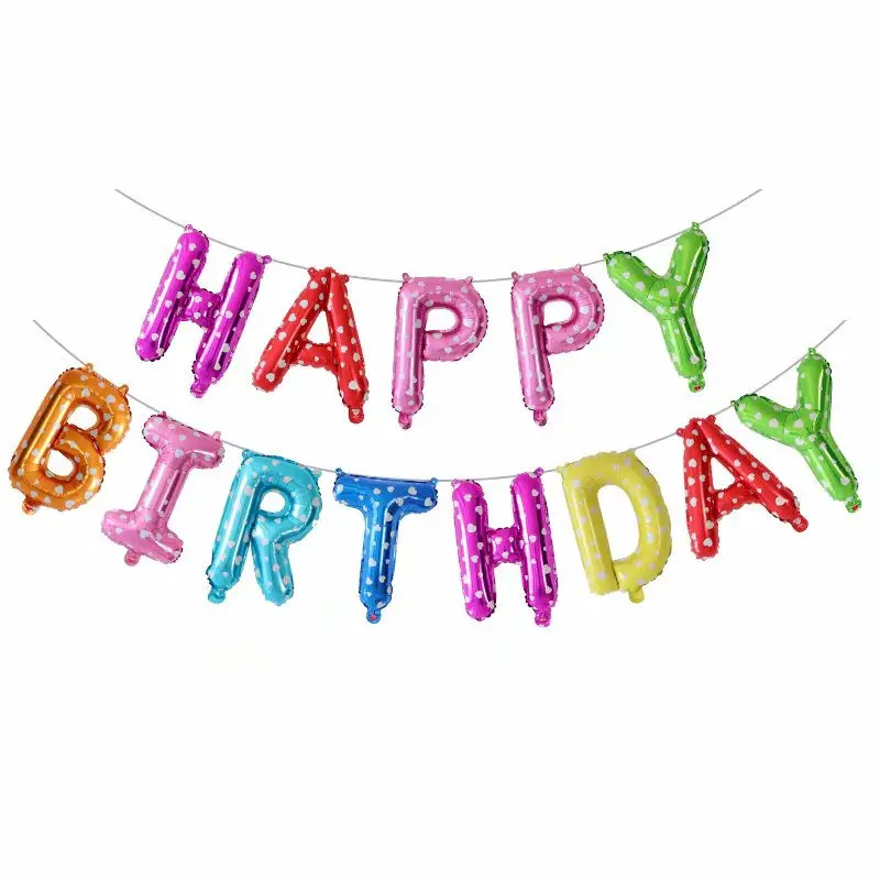 Набор воздушных шаров с английскими буквами и надписью «Happy birthday» из фольги розового золота, вечерние воздушные шары с гелием для вечеринки на день рождения, декоративные воздушные шары от поставщика - Цвет: multicolor-pot