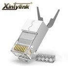 Разъем xintylink cat7 rj45, позолоченный штекер кабеля ethernet 50U, cat8 cat6a, сетевой металлический экранированный cat.7 cat.6a 8P8C SFTP lan модульный