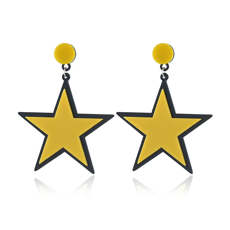 

Fashion Personality Geometric Earrings Stud Earrings Heart-shaped Yellow Stars