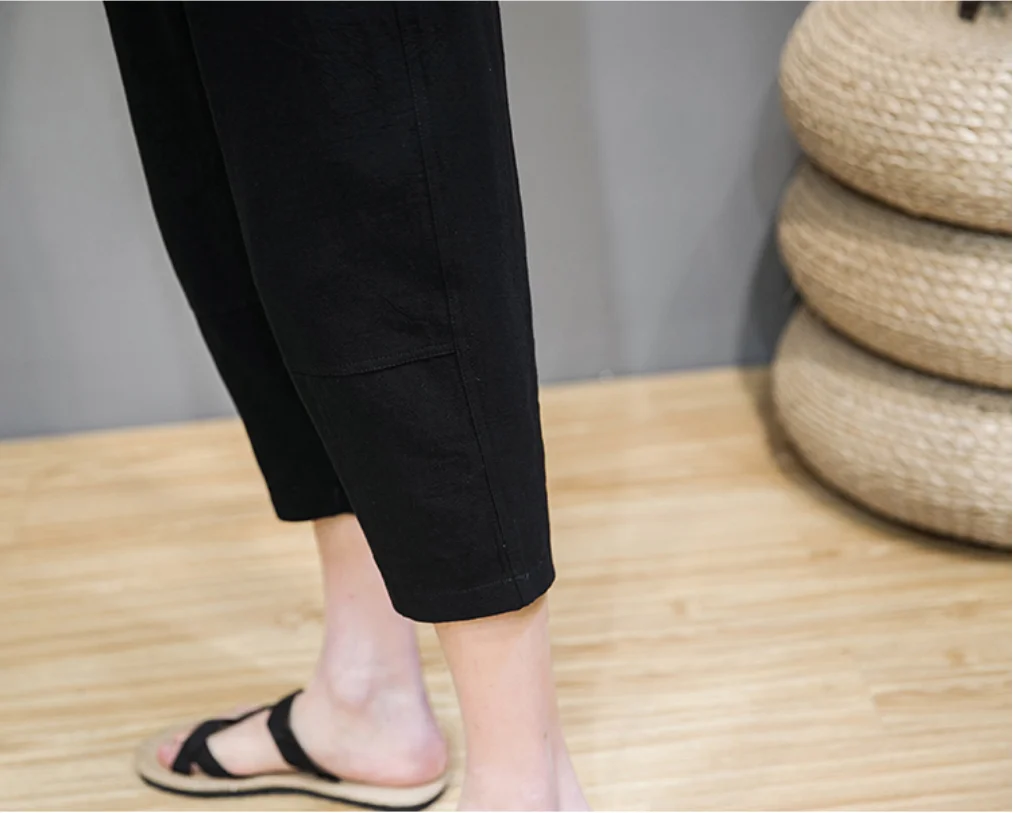 

Summer Cotton Linen Casual Pants Men's Korean Fashion Loose Straight-leg Pants Men's Streetwear Oversized Wide-leg Pants Men