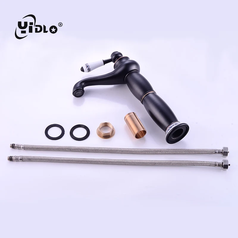 Ванная комната черный латунный кран ретро форма дизайн волшебной лампы