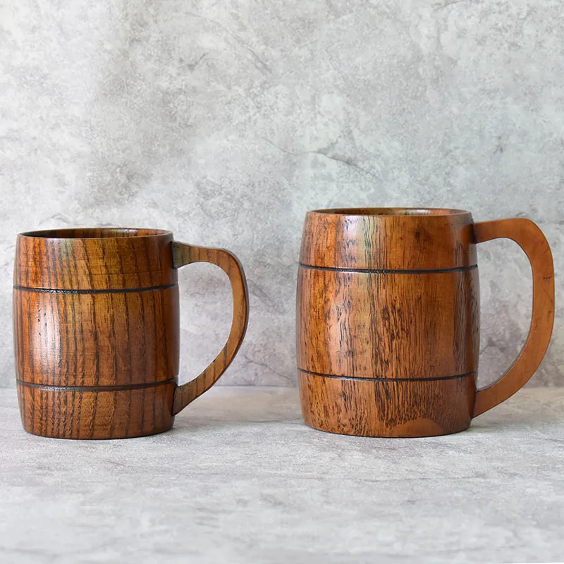 Large Capacity 500 ml Wooden Beer Mug With Handle German Cup Handmade From Camphor Tree Solid Wood Free Shipping | Дом и сад
