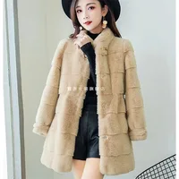 2022 Autumn/Winter Female New High-end Waist Slim Eleghant Thicken Mid-length Faux Fur Jacket Danish Mink Velvet Coat Women A7
