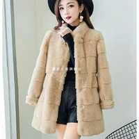 2022 autumnwinter female new high end waist slim eleghant thicken mid length faux fur jacket danish mink velvet coat women a7