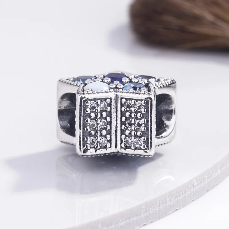 Новый оригинальный Серебро 925 Синий Сверкающий ночной вышивка звёздочки или