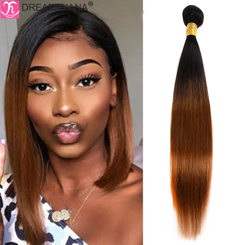 

DreamDiana Ombre Brazilian Straight 1 Bundle 100 Gram 2 Toned Blond Ombre Hair 30 Inch Bundles Bone Straight Hair Extensions