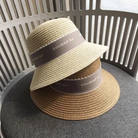 summer cute parent child straw hats outing fashion beach sunshade cool kawaii ribbon panama woman causal glacier bucket hat