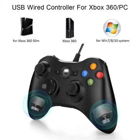 Игровой контроллер Xbox 360, проводной USB геймпад для Microsoft Xbox 360, ПК Windows 7,8,10 с двойной вибрацией