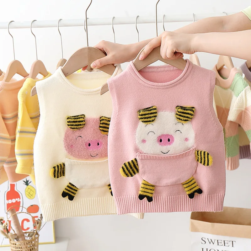 

Girls' vest 2020 autumn style fashion Korean baby sweater knit children's sweater children pullover vest