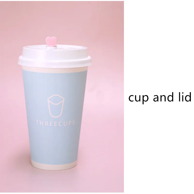 cup and lid 50 шт. высококачественные бумажные стаканчики для кофе чашка с крышкой 400 мл 500 мл молочный чай сок розовый синий двухдневные Свадебные чашки для питья - Цвет: cup and lid