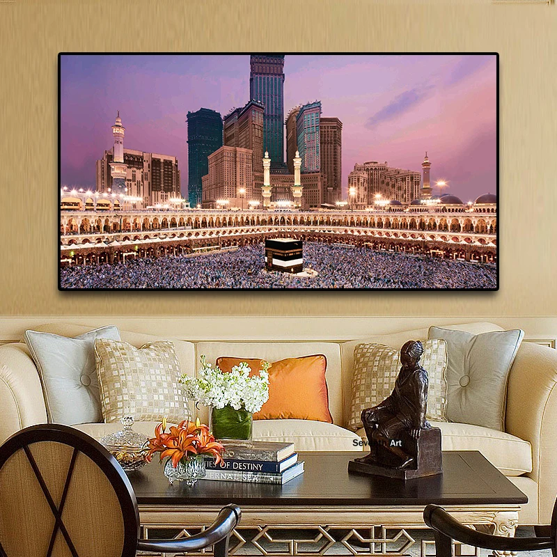 

Islamic Painting Makka Madina Posters Kaba Picture Prints on Canvas Islam Wall Art Posters and Prints for Living Room Decoration