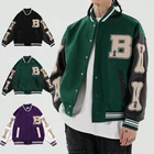 Куртка бейсбольная в стиле хип-хоп, черная куртка-бомбер в стиле пэчворк с пушистыми вставками, винтажная куртка унисекс с вышивкой