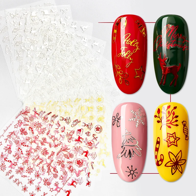 1 шт. Рождественская серия наклейки золотого и серебряного цвета для дизайна