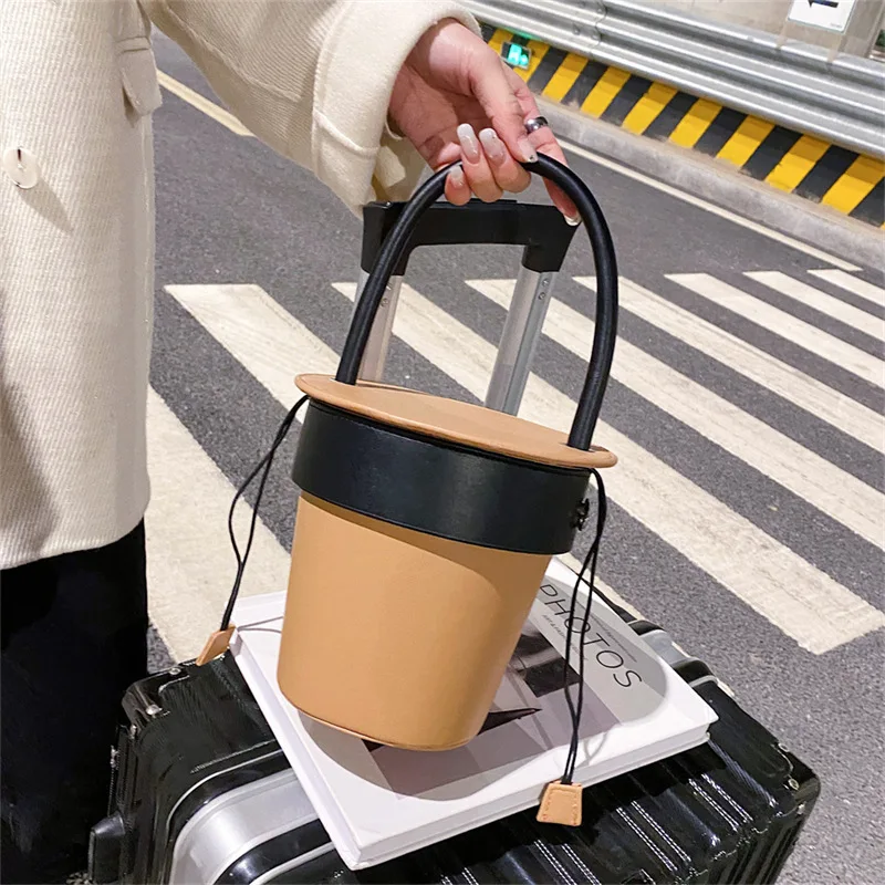 

Women Bucket Bag 2021 Korean Design Messenger Bag New Style Round Barrel Funny Bag Lady Girl Clutch Purses Gift