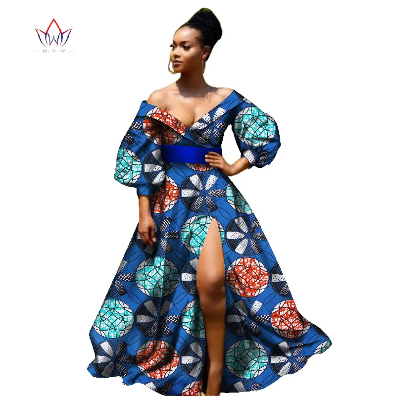 african bazin dresses for women african Three Quarter sleeves dresses for women african clothing wax dashiki fabric WY2255 - Цвет: 8