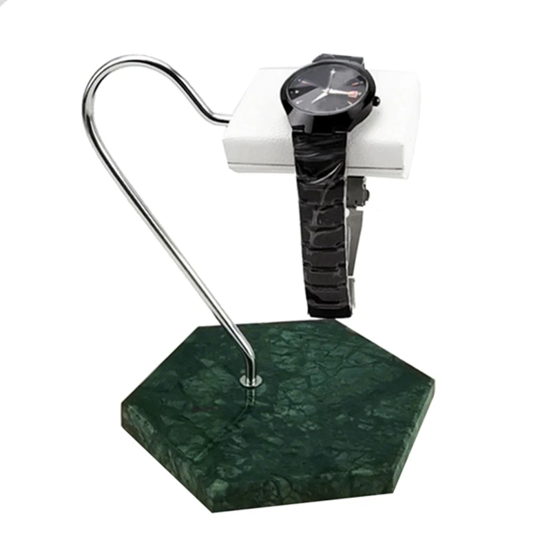 

2x Marble Watch Stand PU Leather Watch Display Stand New Watch Stand Storage Rack Green Base White Tray