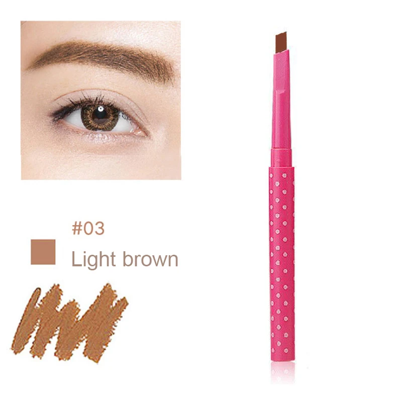 03Light brown Водонепроницаемый карандаш для бровей с карточным инструментом для бровей, Женский вращающийся карандаш для бровей, 3 формы для бровей, сделай сам, набор для макияжа бровей - Цвет: 03Light brown