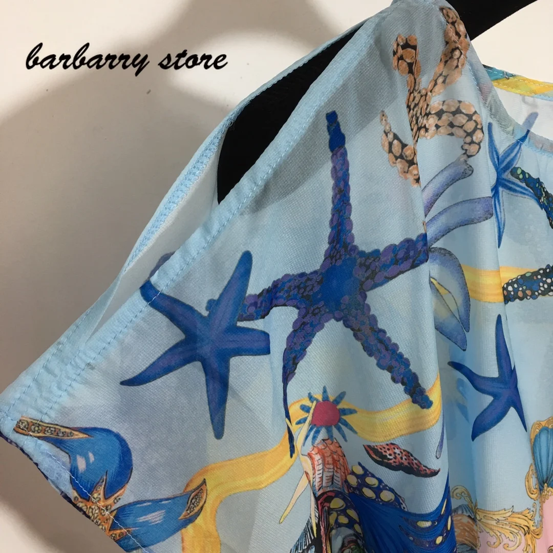 

2021 high quality cartoon print fashion women's long skirt sexy sleeveless Off Shoulder Beach skirt lace up waist slim dress