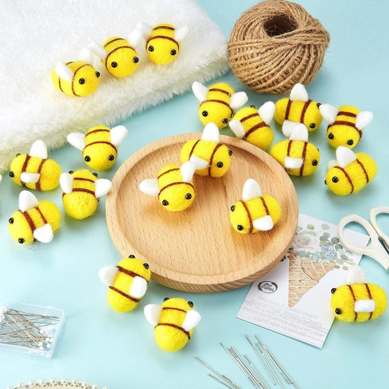 

20 Pcs Wool Felt Bumble Bee Craft Decor Ball for Christmas Clothing Tent Hat Decoration DIY and Handmade Crafts