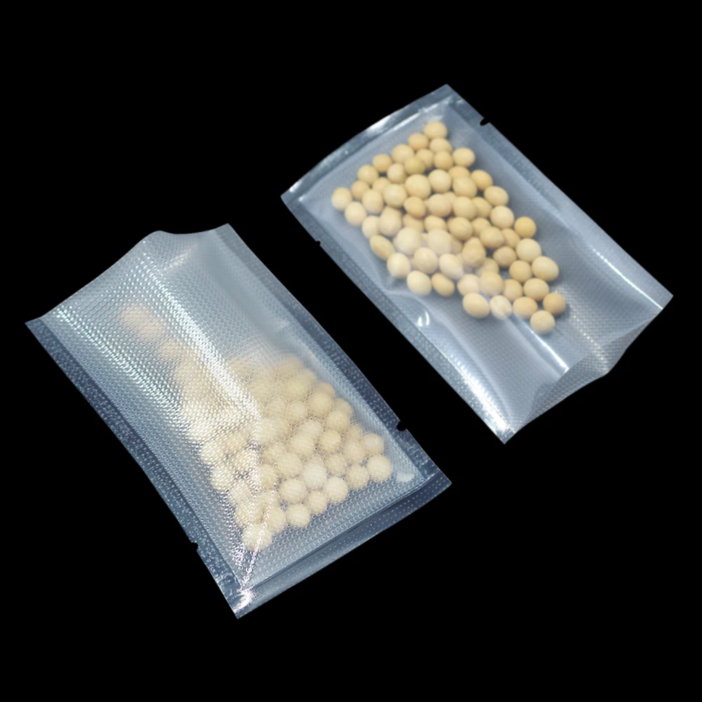 

100Pcs Transparent Flat Top Lined Nylon Vacuum Seal Food Fresh Storage Package Bag Plastic dried Fruit Nuts Bean Packing Pouches