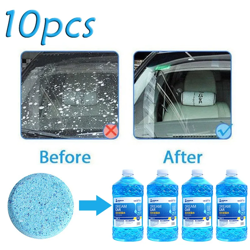 

Universal 10Pcs Car Windshield Cleaner Effervescent Tablet Solid Washer Agent Automobile Glass Water Dust Soot Remover