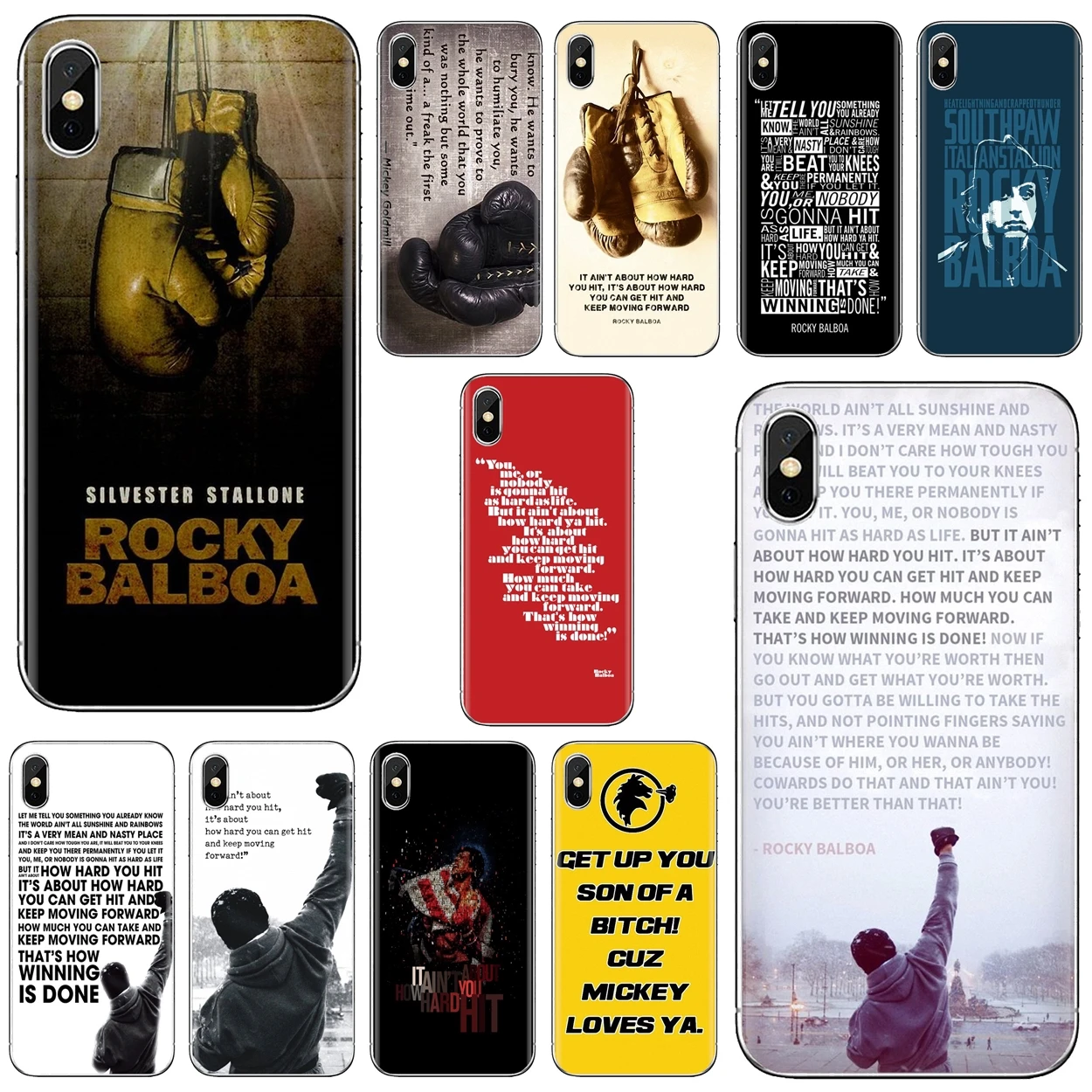 

For iPhone iPod Touch 11 12 Pro 4 4S 5 5S SE 5C 6 6S 7 8 X XR XS Plus Max 2020 Soft Shell Cover Rocky Balboa Motivational Words