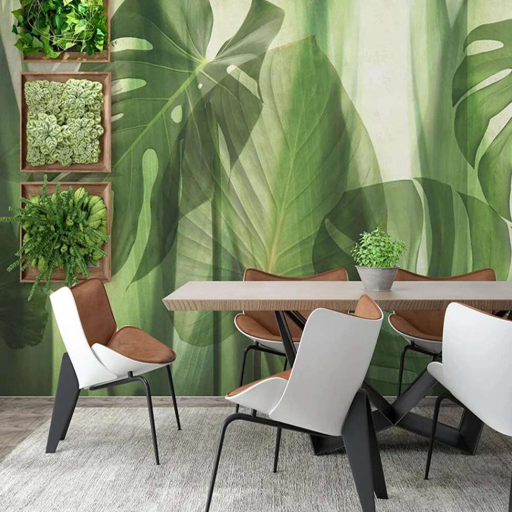 

Настенные 3D обои Milofi, с изображением зеленых растений, пальм, бананов, Листьев, тропического леса, Современная декоративная живопись