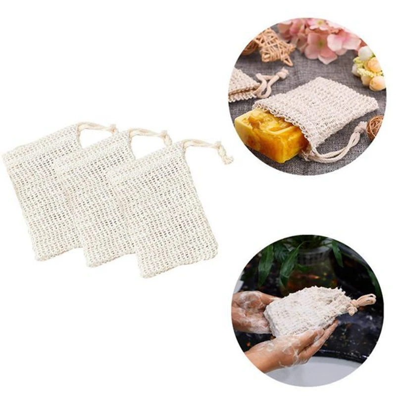 

Shower Bath Sisal Soap Bag Natural Sisal Soap Bag Exfoliating Soap Saver Pouch Holder 50Pcs