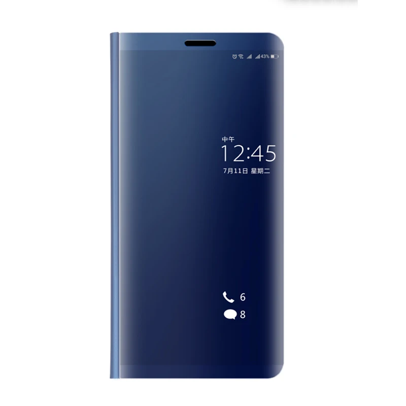 Sky blue Умный зеркальный чехол для samsung Galaxy Note 10 плюс S10 5G S8 S9 s10E note 8 9 A10 A20 A30 A40 A50 A70 A20e чехол с откидной крышкой Coque - Цвет: Sky blue