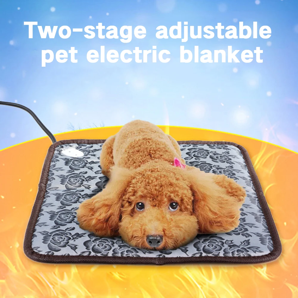 

Waterproof Electric Blanket Pet Heating Pad (Peony Map Non-Standard AC110V American Standard+PE Bite Tube) Winter Dog Bed Heater