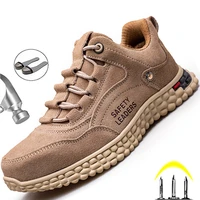 genuine leather shoes safety boots steel toe shoes men work shoes indestructible sneakers work safety shoes light security boots