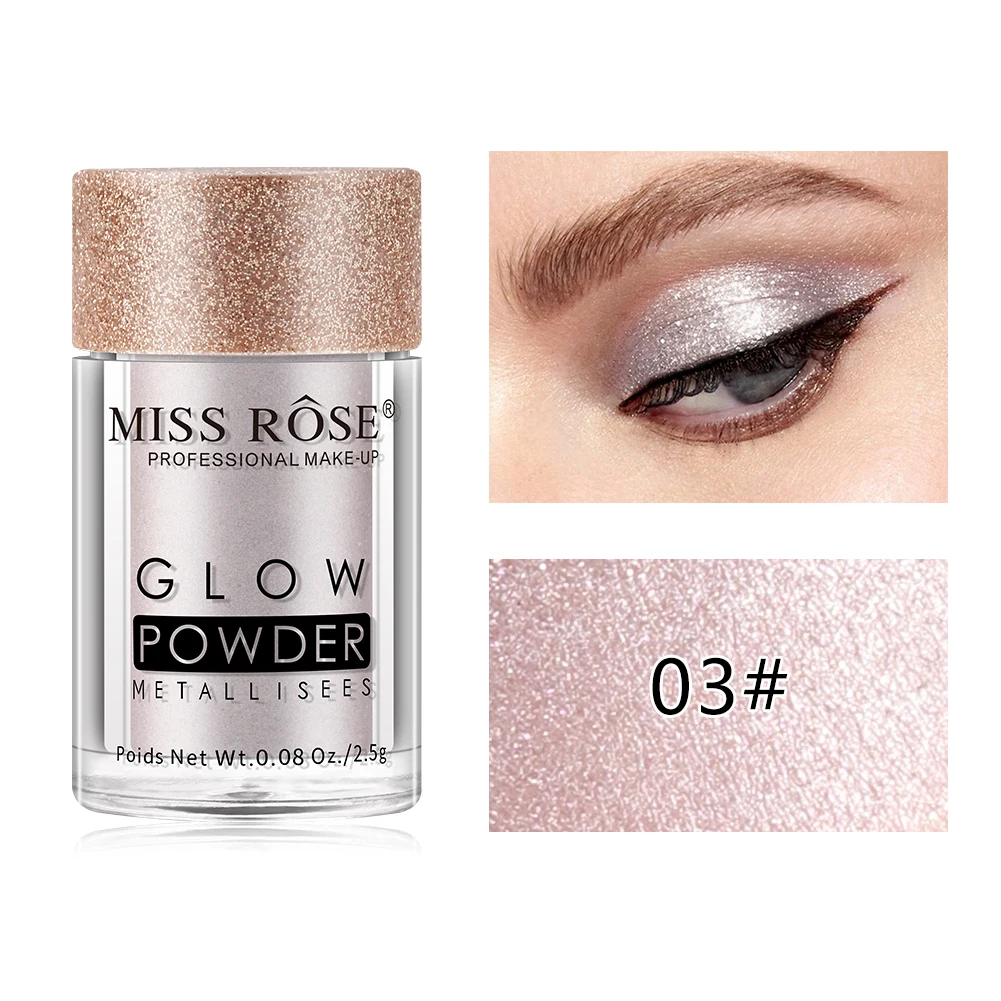 Miss Rose тени для глаз с металлическим отливом порошок 16 цветов мерцающий Русалка фиолетовый пигмент длительнего действия водоустойчивые, блестящие тени для век Новинка - Цвет: 03