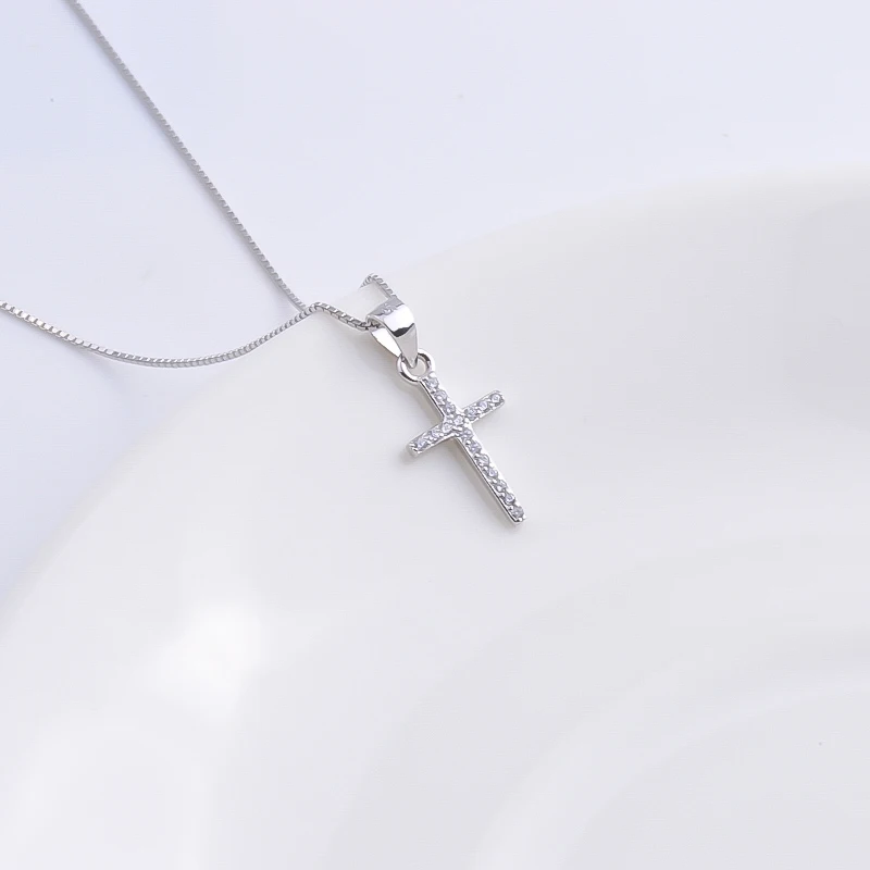 Женское ожерелье с большим крестом Pekurr классическое из стерлингового серебра 925