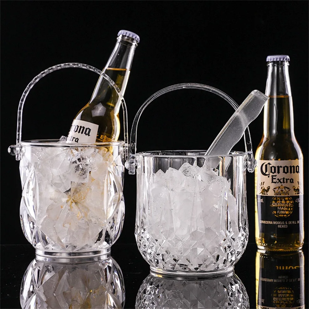 

Diamond Cut Surface Acrylic Ice Wine Barrel Beer Cooler Box Champagne Freezer with Ice Tongs Beverage Cooling Bag For Hotel Bar