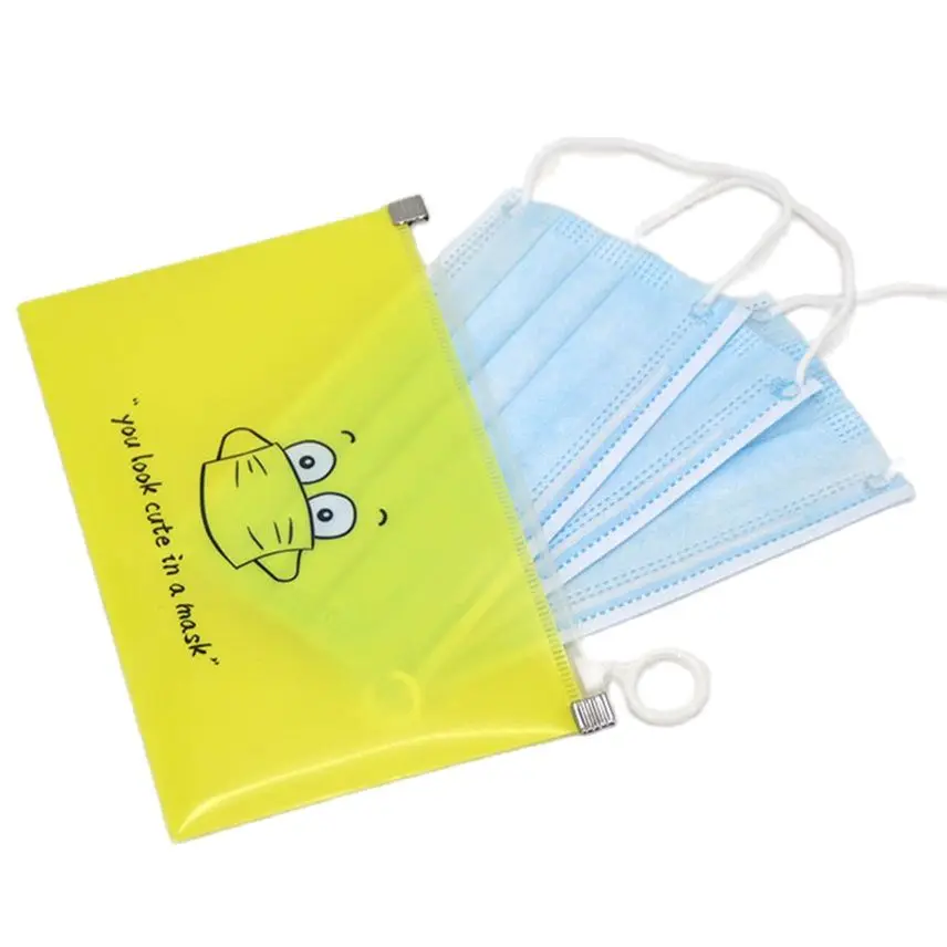 

1/2/4/8Pcs Cartoon Storage Cover Zipper Mask Packaging Bags Dust-Proof Portable Facemask Holder Resealable Clear Bags Organizer