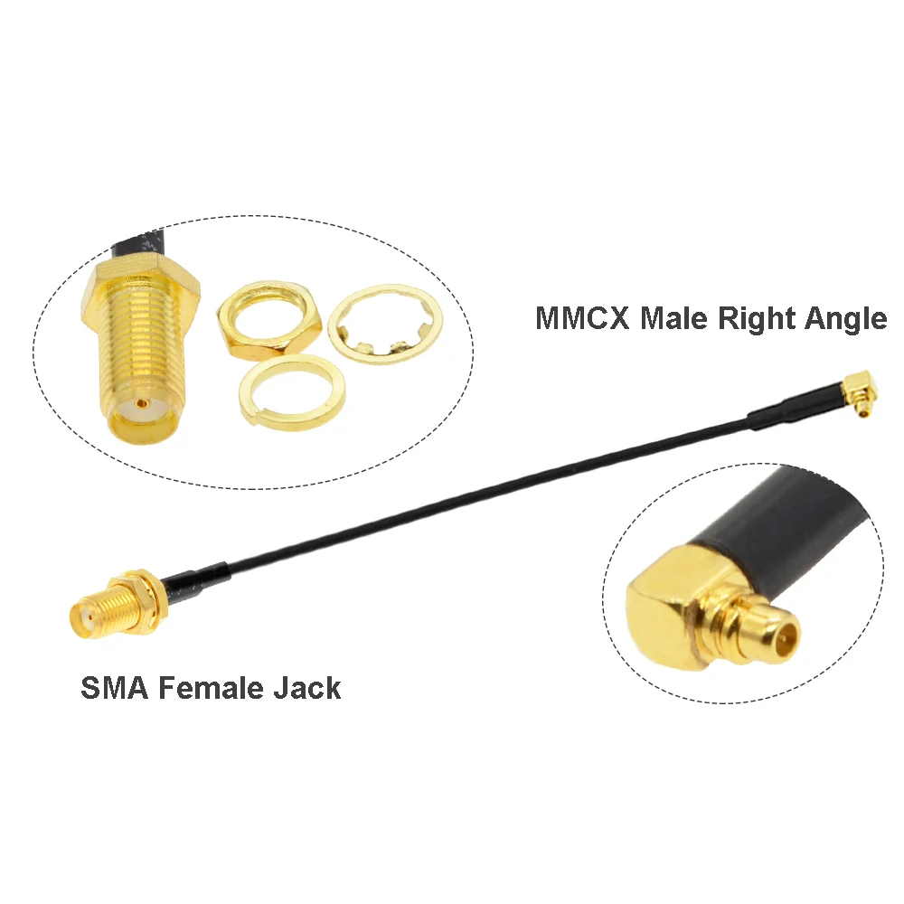 2 шт. локоть MMCX штекер к SMA/RP-SMA гнездо FPV антенный адаптер RF1.37 коаксиальный