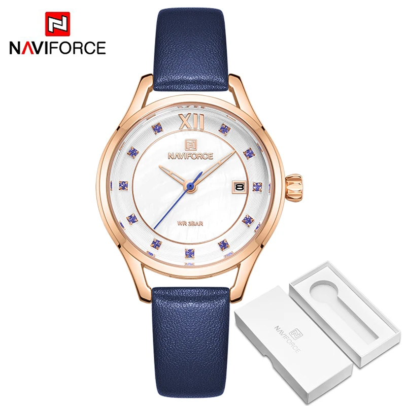 RGWBE BOX Новинка NAVIFORCE женские часы модные роскошные часы со стразами синие кварцевые часы водонепроницаемые повседневные часы женские наручные часы Relogio Femino - Цвет: RGWBE BOX