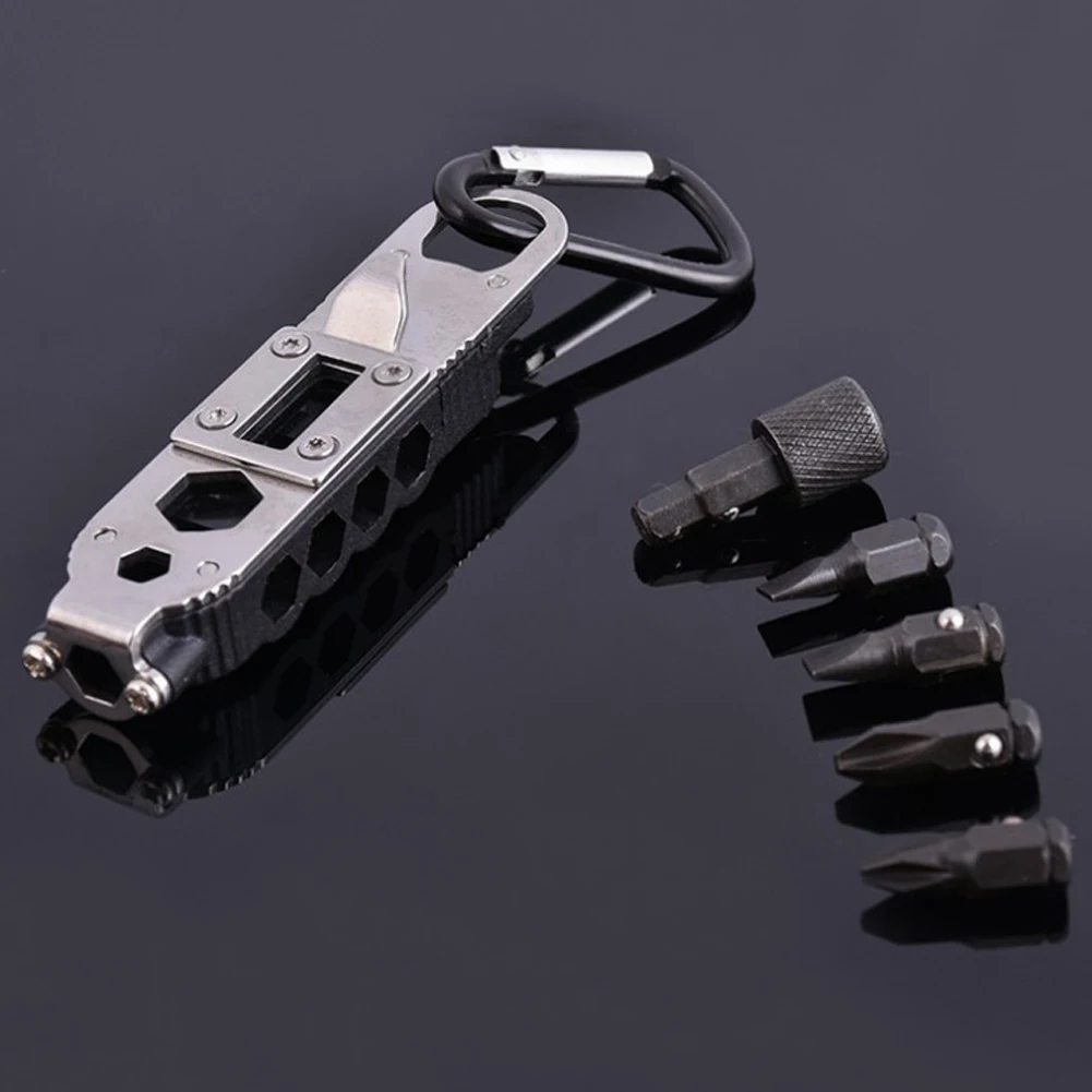 

Mini Multifunctional Keychain EDC Outdoor Camping Portable Stainless Steel Pocket Tools For Wilderness Survival Mirror Polshing