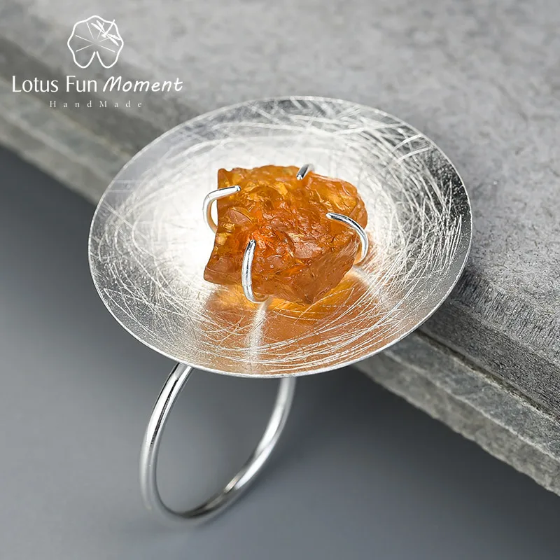 orange Tourmaline Lotus Забавный момент реальные 925 пробы серебро натуральный драгоценный камень ювелирные украшения регулируемый Личность Круглый кольц - Цвет основного камня: orange Tourmaline